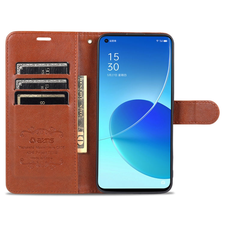 For OPPO Reno6 / Reno6 Pro 5G AZNS Sheepskin Texture Horizontal Flip Leather Case with Holder & Card Slots & Wallet(Brown) by AZNS