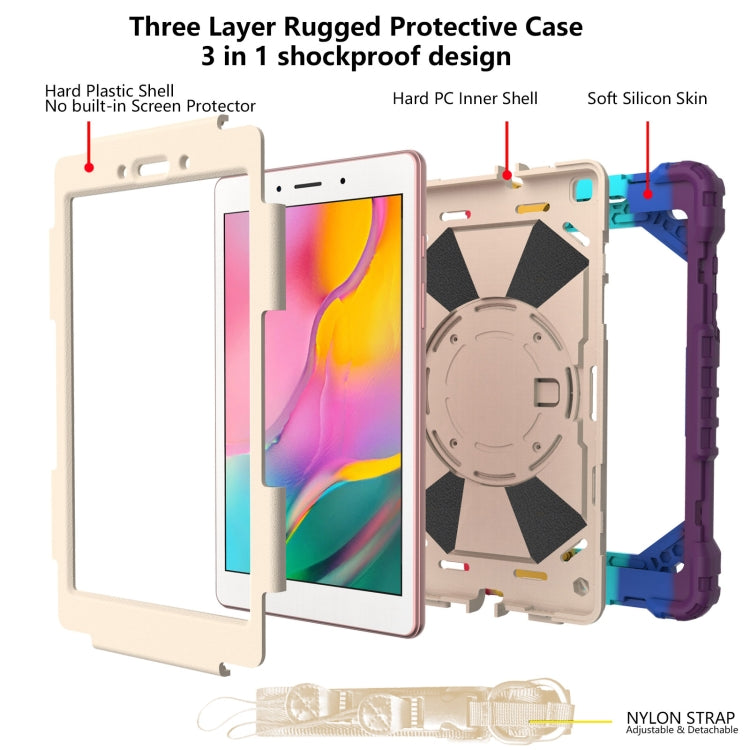 For Samsung Galaxy Tab A 8.0 (2019)T290/T295 Contrast Color Robot Shockproof Silicon + PC Protective Case with Holder & Shoulder Strap(Colorful Red) - Other Galaxy Tab PC by buy2fix | Online Shopping UK | buy2fix