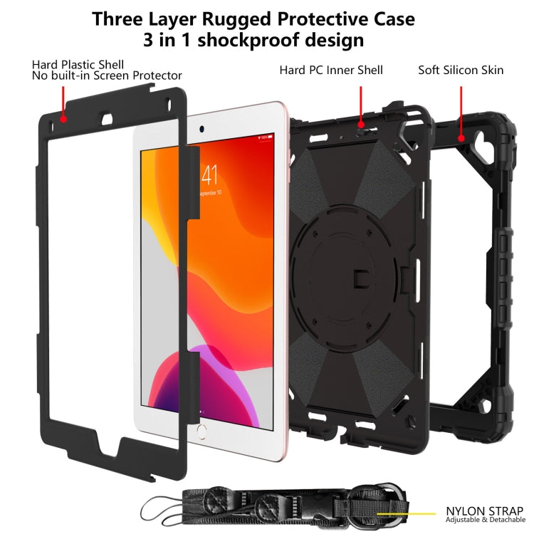 Contrast Color Robot Shockproof Silicon + PC Protective Case with Holder & Shoulder Strap For iPad 9.7 (2018) & (2017) / Air 2 / Air(Black) - iPad 9.7 (2018) & (2017) Cases by buy2fix | Online Shopping UK | buy2fix