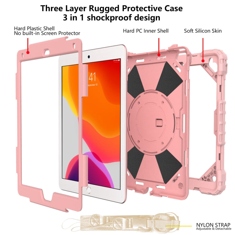Contrast Color Robot Shockproof Silicon + PC Protective Case with Holder & Shoulder Strap For iPad 9.7 (2018) & (2017) / Air 2 / Air(Rose Gold) - iPad 9.7 (2018) & (2017) Cases by buy2fix | Online Shopping UK | buy2fix