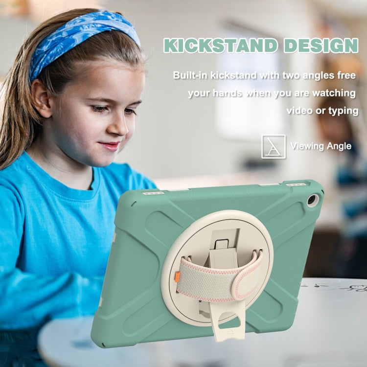 For Amazon Kindle Fire HD 10 2021 Silicone + PC Protective Case with Holder & Shoulder Strap(Emerald Green) - Amazon by buy2fix | Online Shopping UK | buy2fix