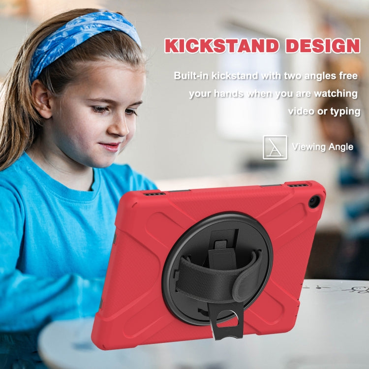 For Amazon Kindle Fire HD 10 2021 Silicone + PC Protective Case with Holder & Shoulder Strap(Red) - Amazon by buy2fix | Online Shopping UK | buy2fix