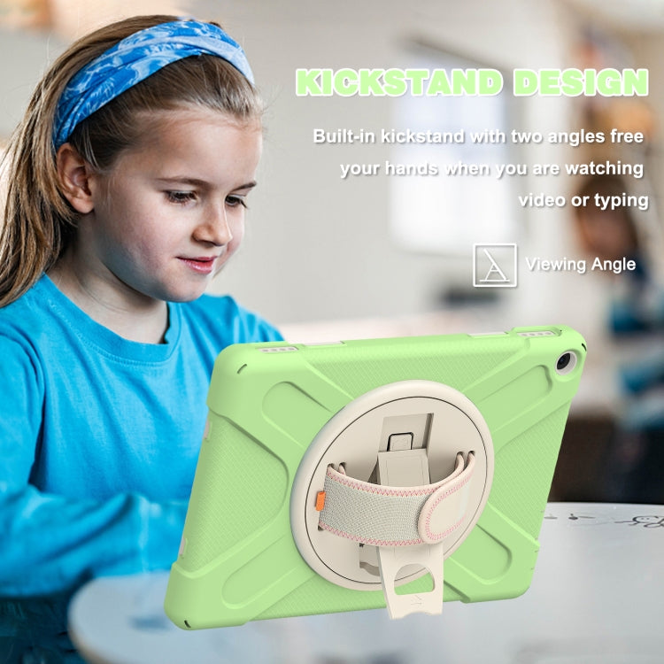 For Amazon Kindle Fire HD 10 2021 Silicone + PC Protective Case with Holder & Shoulder Strap(Matcha Green) - Amazon by buy2fix | Online Shopping UK | buy2fix