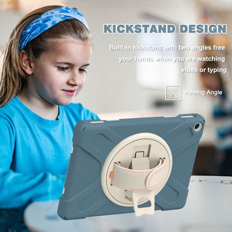 For Amazon Kindle Fire HD 10 2021 Silicone + PC Protective Case with Holder & Shoulder Strap(Cornflower Blue) - Amazon by buy2fix | Online Shopping UK | buy2fix