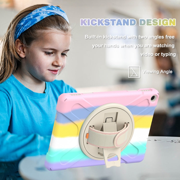 For Amazon Kindle Fire HD 10 2021 Silicone + PC Protective Case with Holder & Shoulder Strap(Colorful Pink) - Amazon by buy2fix | Online Shopping UK | buy2fix