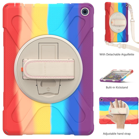 For Amazon Kindle Fire HD 10 2021 Silicone + PC Protective Case with Holder & Shoulder Strap(Colorful Red) - Amazon by buy2fix | Online Shopping UK | buy2fix