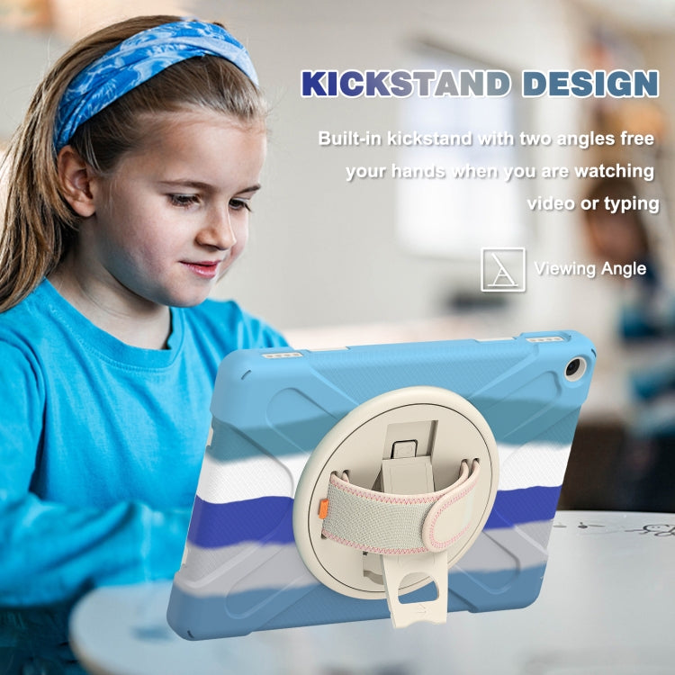 For Amazon Kindle Fire HD 10 2021 Silicone + PC Protective Case with Holder & Shoulder Strap(Colorful Blue) - Amazon by buy2fix | Online Shopping UK | buy2fix