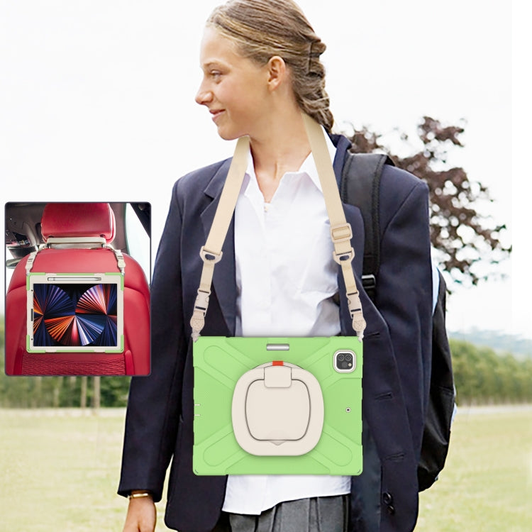 For iPad Pro 12.9 2022 / 2021 Silicone + PC Protective Tablet Case with Holder & Shoulder Strap(Matcha Green) - iPad Pro 12.9 (2022/2021) Cases by buy2fix | Online Shopping UK | buy2fix