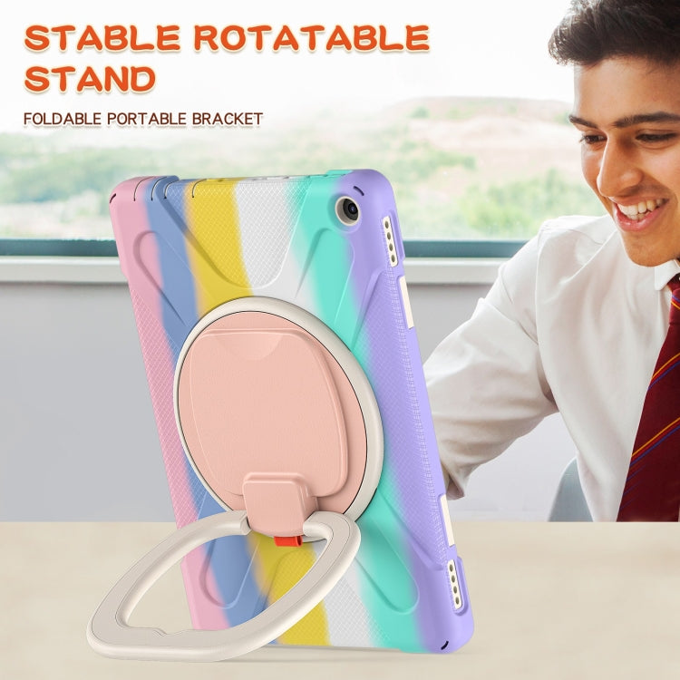 Silicone + PC Protective Case with Holder & Shoulder Strap For Amazon Kindle Fire HD 10 2021(Colorful Pink) - Amazon by buy2fix | Online Shopping UK | buy2fix