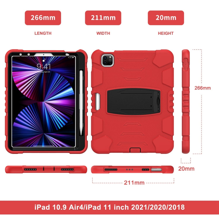 For iPad Pro 11 2022 / 2021 / 2020 / 2018 3-Layer Protection Screen Frame + PC + Silicone Shockproof Combination Tablet Case with Holder(Red+Black) - iPad Pro 11 (2022/2021) Cases by buy2fix | Online Shopping UK | buy2fix