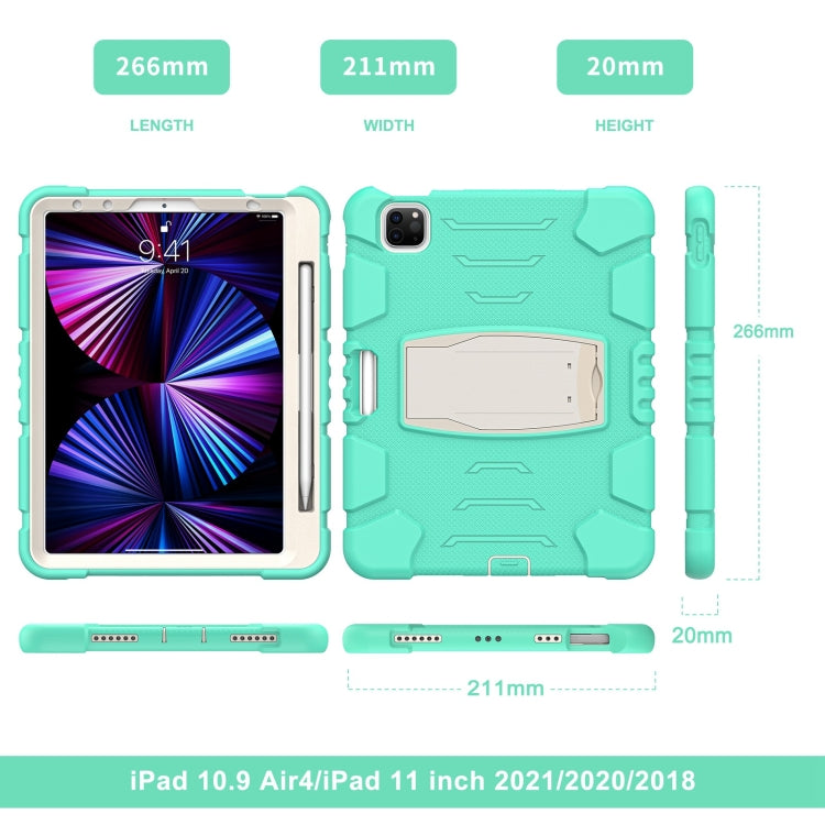 For iPad Pro 11 2022 / 2021 / 2020 / 2018 3-Layer Protection Screen Frame + PC + Silicone Shockproof Combination Tablet Case with Holder(Mint Green) - iPad Pro 11 (2022/2021) Cases by buy2fix | Online Shopping UK | buy2fix