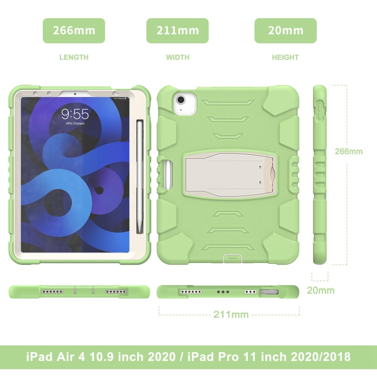 3-Layer PC + Silicone Shockproof Tablet Case with Holder For iPad Air 2020 / 2022 10.9 / Pro 11 2022 / 2021 / 2020 / 2018(Matcha Green) - iPad Air (2022) / (2020) 10.9 Cases by buy2fix | Online Shopping UK | buy2fix