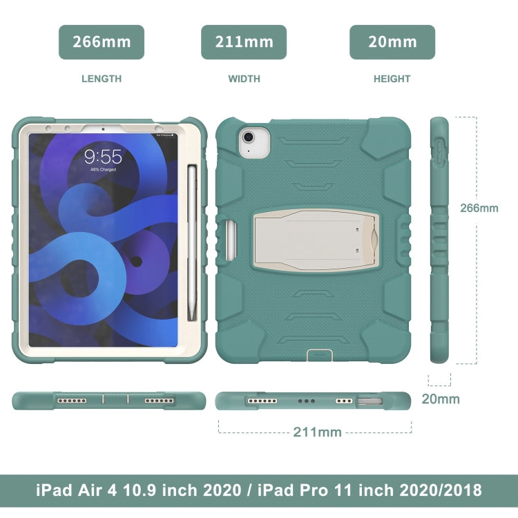 3-Layer PC + Silicone Shockproof Tablet Case with Holder For iPad Air 2020 / 2022 10.9 / Pro 11 2022 / 2021 / 2020 / 2018(Emerald Green) - iPad Air (2022) / (2020) 10.9 Cases by buy2fix | Online Shopping UK | buy2fix