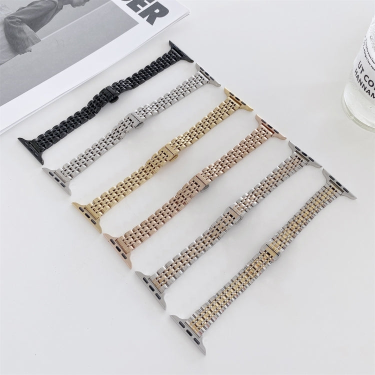 Seven-beads Steel Watch Band For Apple Watch Series 9&8&7 41mm / SE 3&SE 2&6&SE&5&4 40mm / 3&2&1 38mm(Silver) by buy2fix