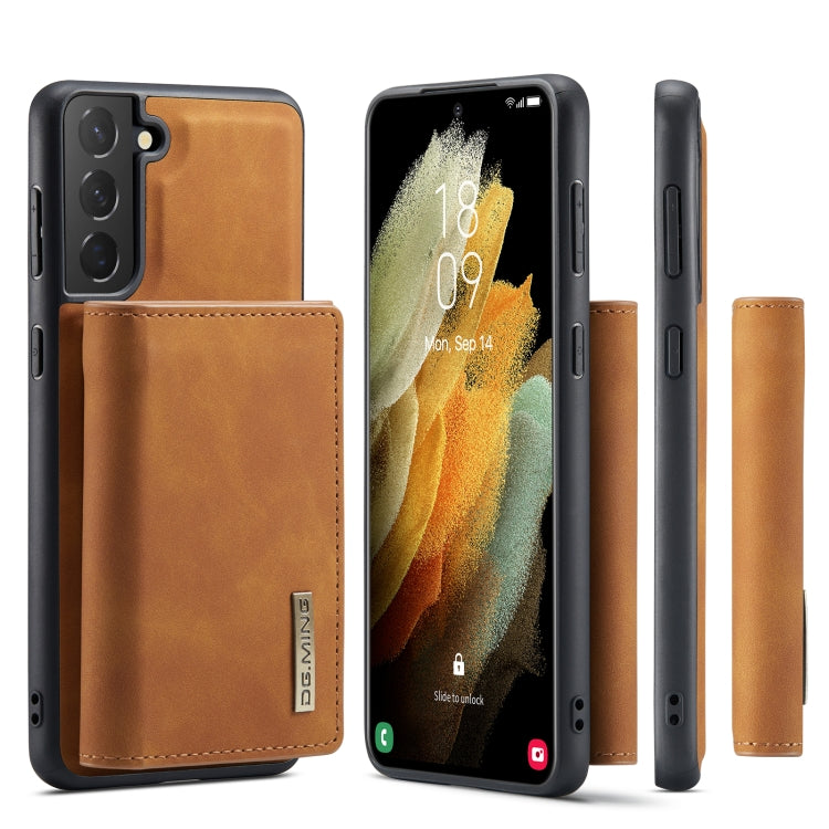 For Samsung Galaxy S21+ DG.MING M1 Series 3-Fold Multi Card Wallet Back Cover Shockproof Case with Holder Function(Brown) by DG.MING
