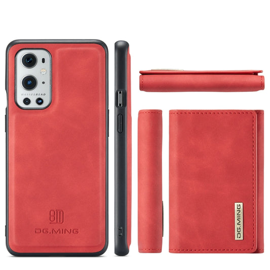 For OnePlus 9 Pro DG.MING M1 Series 3-Fold Multi Card Wallet Back Cover Shockproof Case with Holder Function(Red) by DG.MING