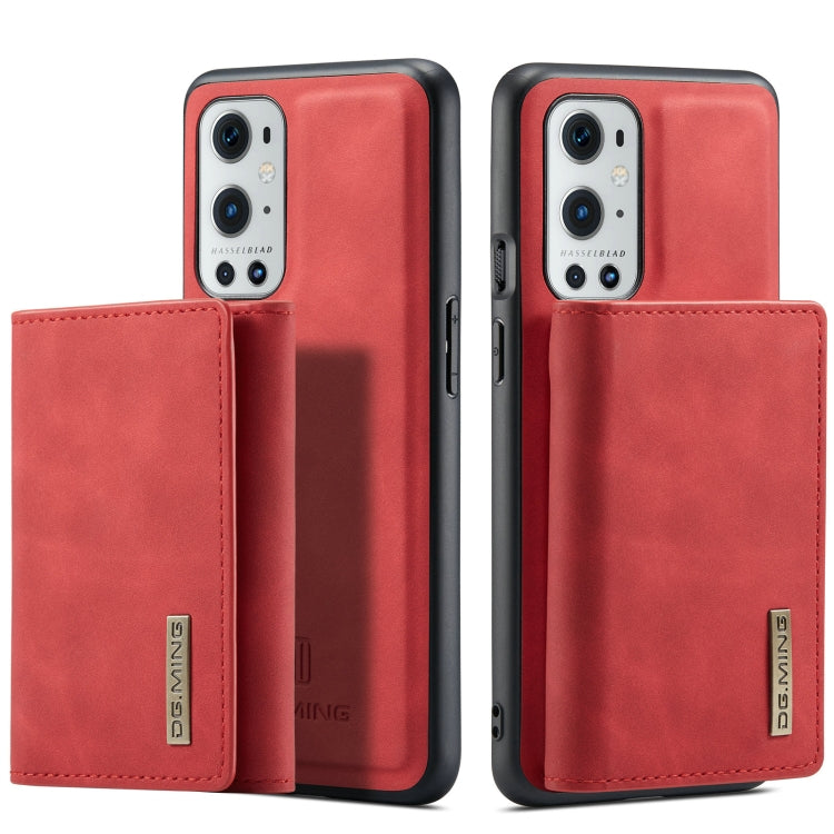 For OnePlus 9 Pro DG.MING M1 Series 3-Fold Multi Card Wallet Back Cover Shockproof Case with Holder Function(Red) by DG.MING