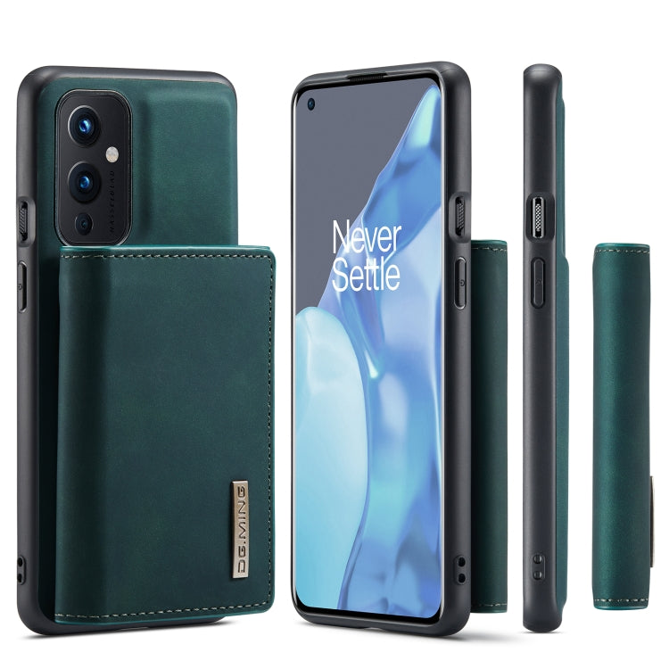 For OnePlus 9 (EU/NA) DG.MING M1 Series 3-Fold Multi Card Wallet Back Cover Shockproof Case with Holder Function(Green) by DG.MING