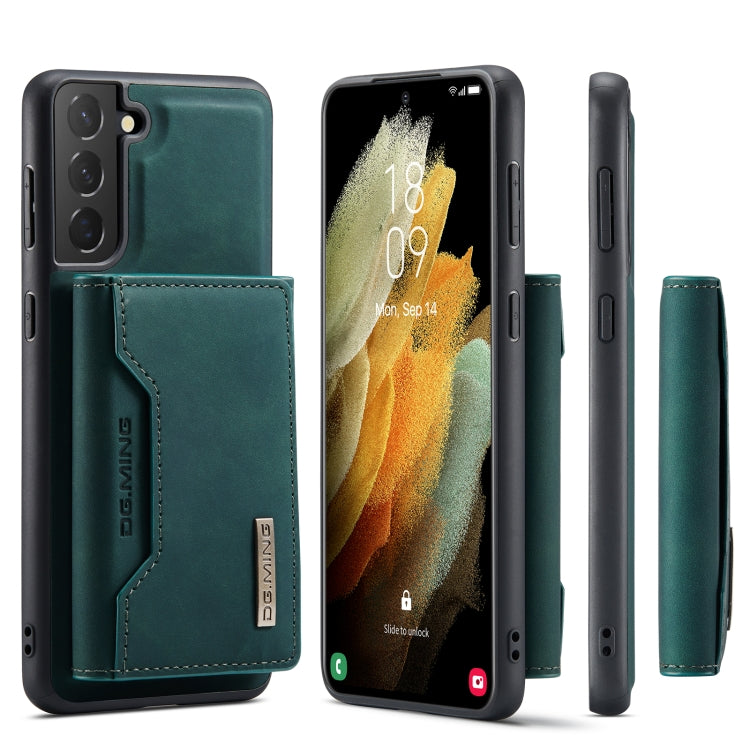 For Samsung Galaxy S21 DG.MING M2 Series 3-Fold Multi Card Bag Back Cover Shockproof Case with Wallet & Holder Function(Green) by DG.MING