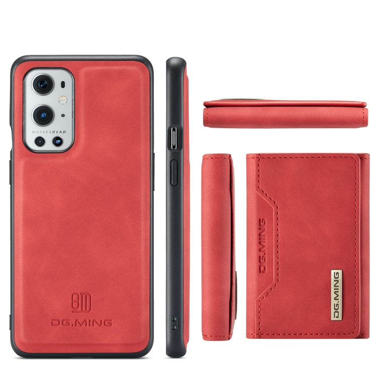 For OnePlus 9 Pro DG.MING M2 Series 3-Fold Multi Card Bag Back Cover Shockproof Case with Wallet & Holder Function(Red) by DG.MING