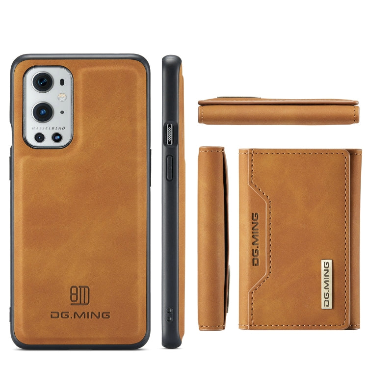 For OnePlus 9 Pro DG.MING M2 Series 3-Fold Multi Card Bag Back Cover Shockproof Case with Wallet & Holder Function(Brown) by DG.MING