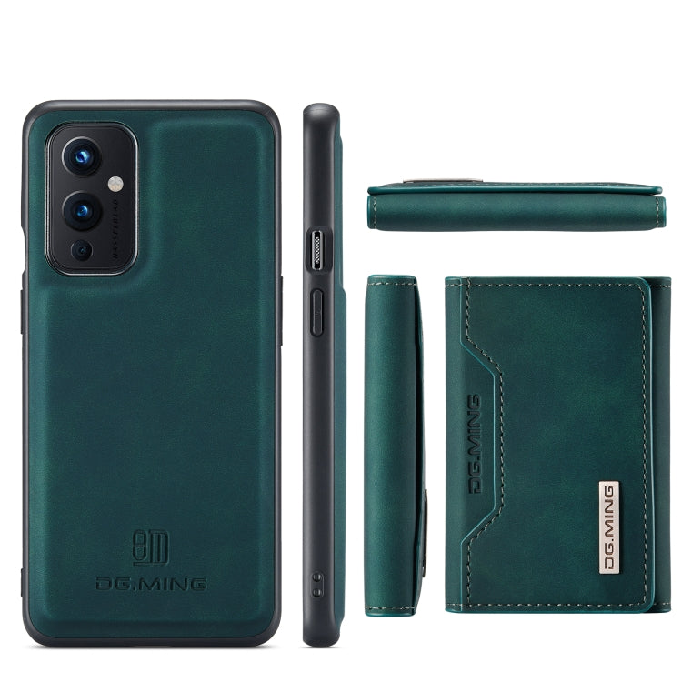 For OnePlus 9 (EU/NA) DG.MING M2 Series 3-Fold Multi Card Bag Back Cover Shockproof Case with Wallet & Holder Function(Green) by DG.MING