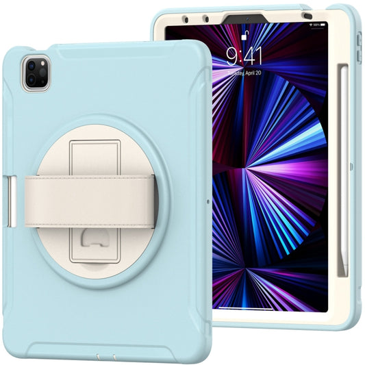 For iPad Pro 11 2022 / 2021 / 2020 / 2018 360 Degree Rotation PC + TPU Protective Tablet Case with Holder & Hand-strap & Pen Slot(Ice Crystal Blue) - iPad Pro 11 (2022/2021) Cases by buy2fix | Online Shopping UK | buy2fix