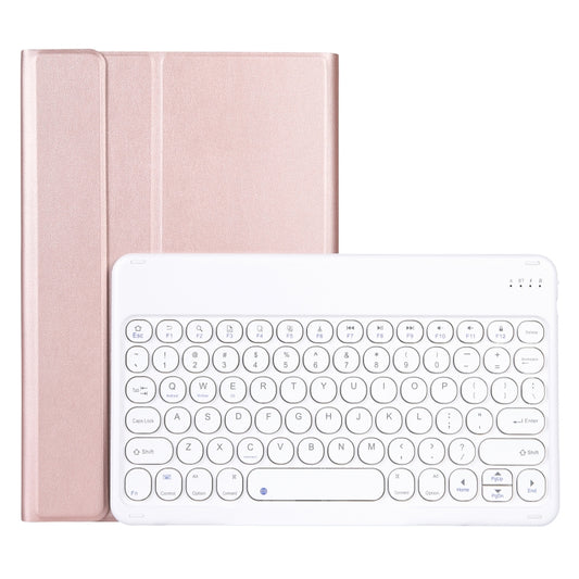 For Lenovo Pad Pro 11.5 inch 2021 TB-J716F / Tab P11 Pro 11.5 inch TB-J706F YAM13 Lambskin Texture Detachable Round Keycap Bluetooth Keyboard Leather Tablet Case with Holder(Rose Gold) by buy2fix