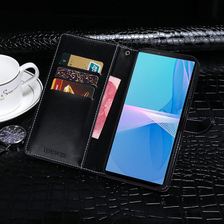 For Sony Xperia 10 III idewei Crocodile Texture Horizontal Flip Leather Case with Holder & Card Slots & Wallet(Dark Blue) - Sony Cases by idewei | Online Shopping UK | buy2fix