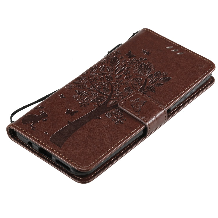 For Nokia G20 Tree & Cat Pattern Pressed Printing Horizontal Flip PU Leather Case with Holder & Card Slots & Wallet & Lanyard(Coffee) by buy2fix