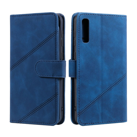 For Samsung Galaxy A50 Skin Feel Business Horizontal Flip PU Leather Case with Holder & Multi-Card Slots & Wallet & Lanyard & Photo Frame(Blue) by buy2fix