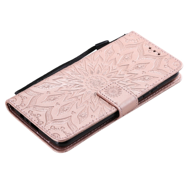 For OPPO Realme C20 / C21 Sun Embossing Pattern Horizontal Flip Leather Case with Card Slot & Holder & Wallet & Lanyard(Rose Gold) by buy2fix