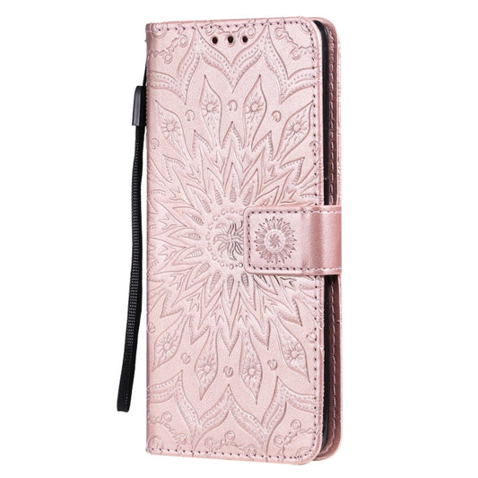 For OPPO Reno6 Pro 5G Sun Embossing Pattern Horizontal Flip Leather Case with Card Slot & Holder & Wallet & Lanyard(Rose Gold) by buy2fix