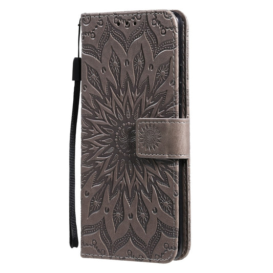 For Huawei P50 Pro Sun Embossing Pattern Horizontal Flip Leather Case with Card Slot & Holder & Wallet & Lanyard(Grey) by buy2fix