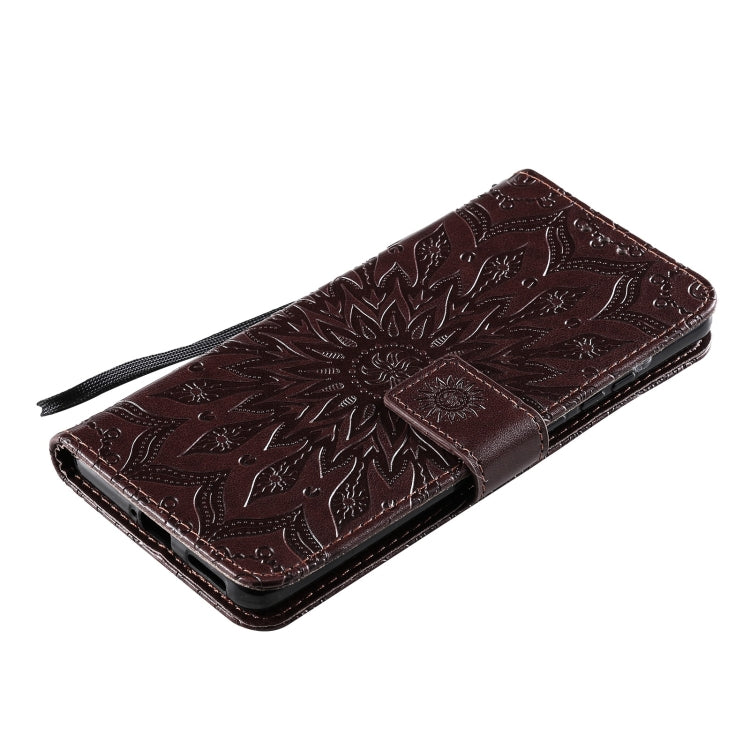 For Huawei P50 Pro Sun Embossing Pattern Horizontal Flip Leather Case with Card Slot & Holder & Wallet & Lanyard(Brown) by buy2fix