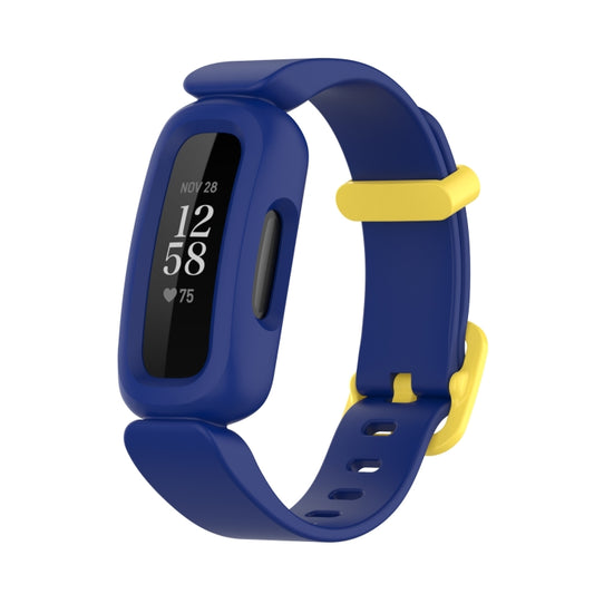 xDfind For Fitbit Ace 3 / Inspire2 Silicone Integrated Watch Band(Dark Blue Yellow Buckle) by xDfind