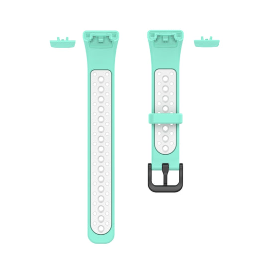 For Huawei Band 6 / Honor Band 6 Universal Two-color Breathable Silicone Watch Band(Green White) by buy2fix