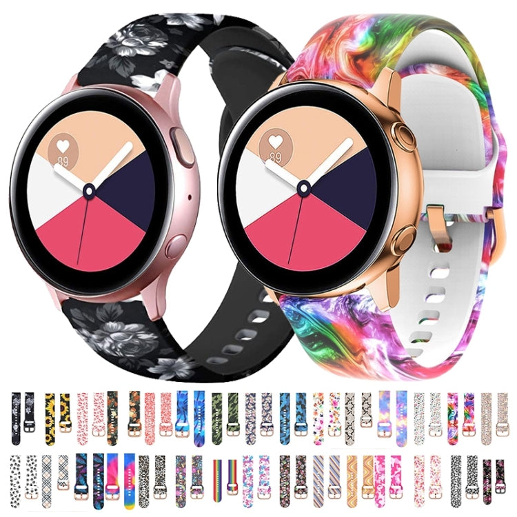 For Samsung Galaxy Watch 42mm Silicone Printing Watch Band(Black Pink Flower) by buy2fix