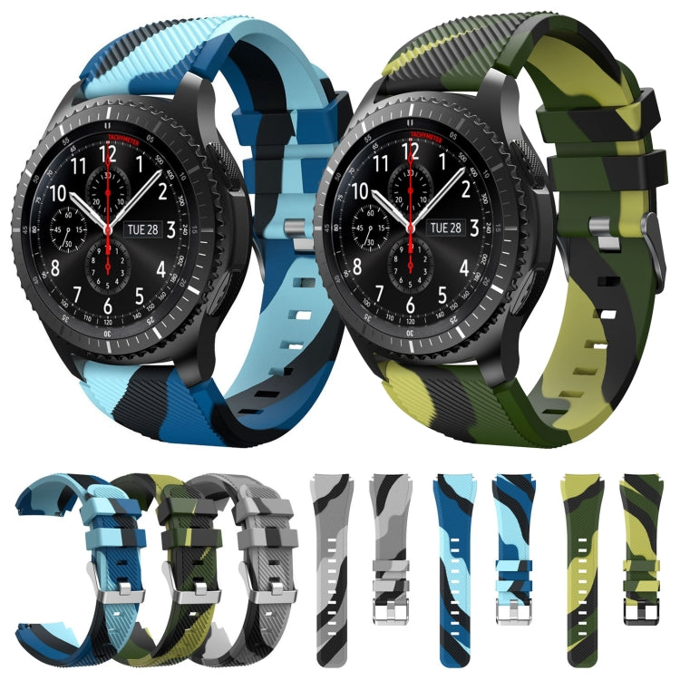 For Samsung Gear S3 Twill Camouflage Silicone Watch Band(Blue) by buy2fix