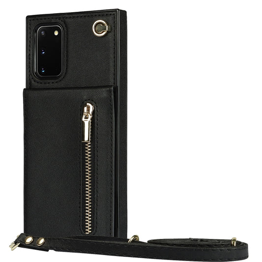 For Samsung Galaxy S20 FE 5G Cross-body Zipper Square TPU+PU Back Cover Case with Holder & Card Slots & Wallet & Strap(Black) by buy2fix