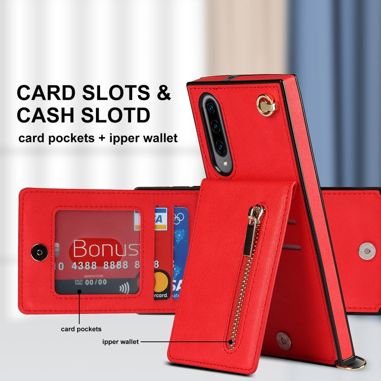 For Samsung Galaxy A90 5G Cross-body Zipper Square TPU+PU Back Cover Case with Holder & Card Slots & Wallet & Strap(Red) by buy2fix