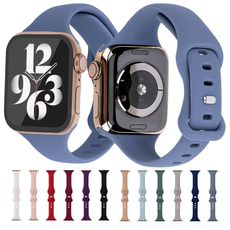 Slimming 8-buckle Silicone Watch Band For Apple Watch Series 9&8&7 41mm / SE 3&SE 2&6&SE&5&4 40mm / 3&2&1 38mm(Black) by buy2fix