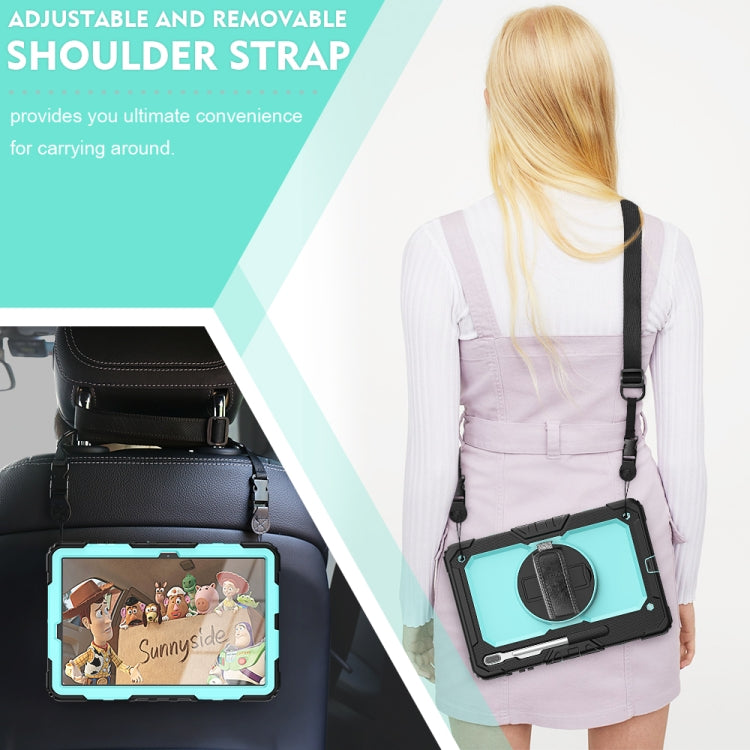 For Samsung Galaxy Tab S7 FE 12.4 inch 2021 SM-T730 / SM-T736B Shockproof Colorful Silicone + PC Protective Case with Holder & Shoulder Strap & Hand Strap & Pen Slot(Sky Blue PC+Black) by buy2fix