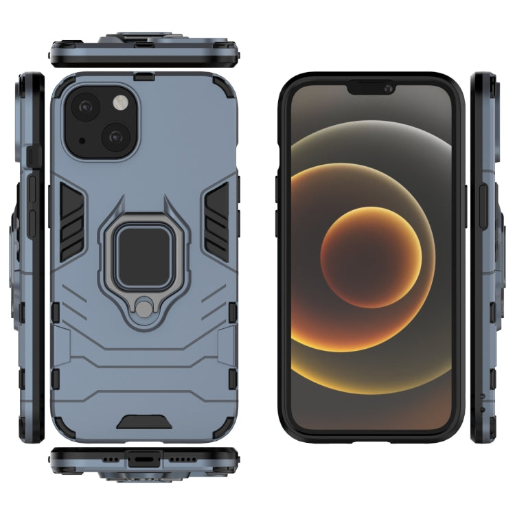 For iPhone 13 Shockproof PC + TPU Protective Case with Magnetic Ring Holder(Navy Blue) by buy2fix