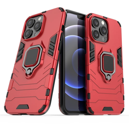 For iPhone 13 Pro Shockproof PC + TPU Protective Case with Magnetic Ring Holder (Red) by buy2fix