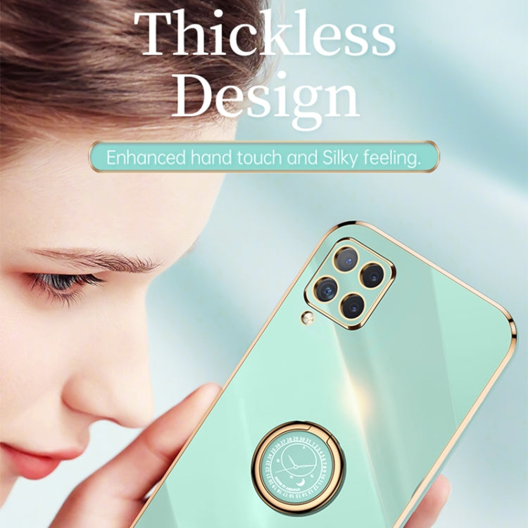 For Samsung Galaxy A22 4G XINLI Straight Edge 6D Electroplate TPU Phone Case with Ring Holder(Hawthorn Red) by XINLI