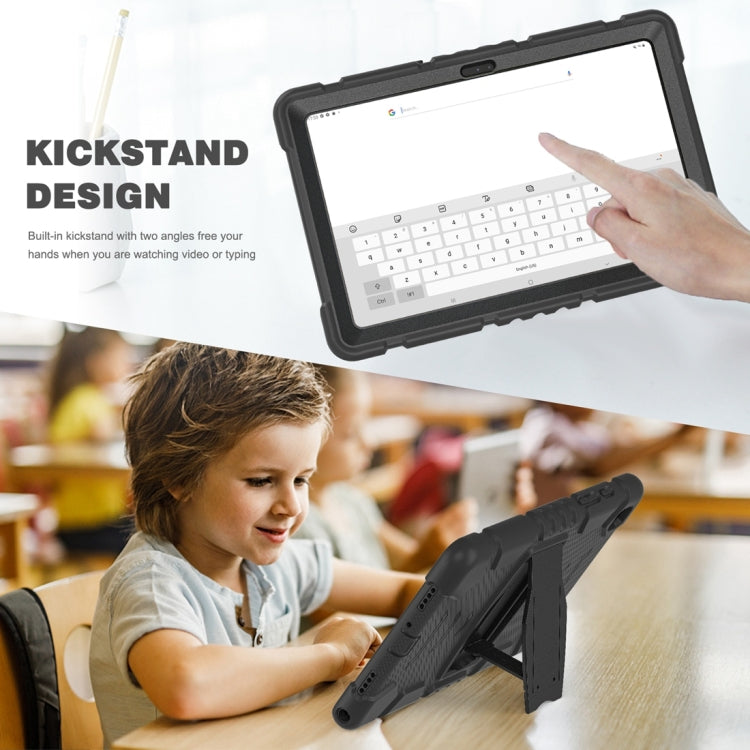 For Samsung Galaxy Tab A7 T500 3-Layer Protection Screen Frame + PC + Silicone Shockproof Combination Case with Holder(Black+Black) - Other Galaxy Tab PC by buy2fix | Online Shopping UK | buy2fix