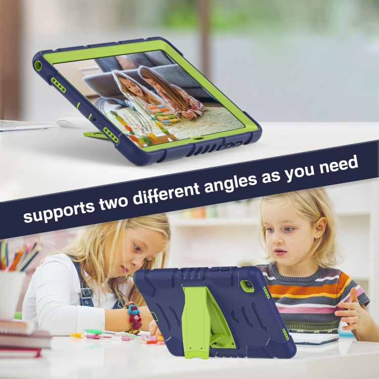 For Samsung Galaxy Tab A7 T500 3-Layer Protection Screen Frame + PC + Silicone Shockproof Combination Case with Holder(NavyBlue+Lime) by buy2fix