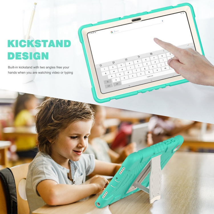 For Samsung Galaxy Tab A7 T500 3-Layer Protection Screen Frame + PC + Silicone Shockproof Combination Case with Holder(Mint Green) - Other Galaxy Tab PC by buy2fix | Online Shopping UK | buy2fix