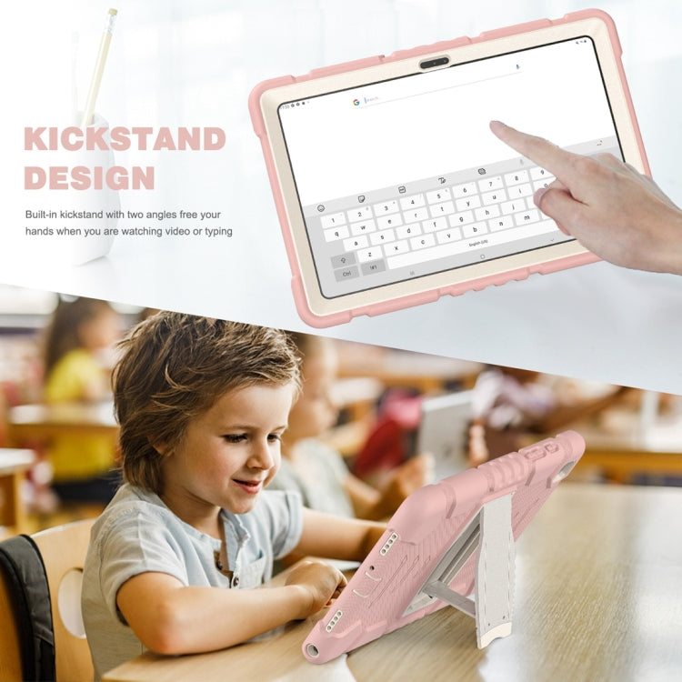 For Samsung Galaxy Tab A7 T500 3-Layer Protection Screen Frame + PC + Silicone Shockproof Combination Case with Holder(Cherry Blossoms Pink) - Other Galaxy Tab PC by buy2fix | Online Shopping UK | buy2fix